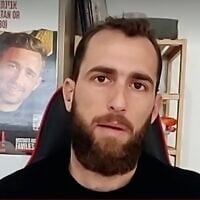 Screen capture from video of Moshe Or, brother of Gaza hostage Avinatan Or, in a video broadcast by the Al Jazeera network, April 16, 2025.